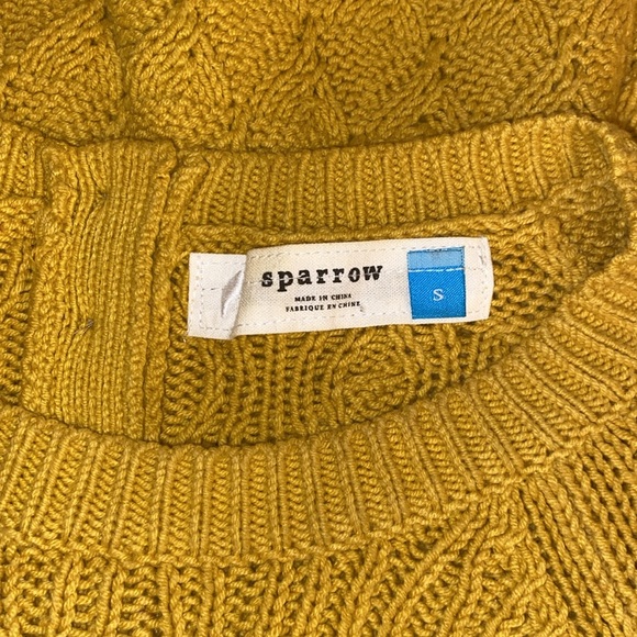 Anthro Sparrow Mustard Cable Knit Pullover Sweater - Picture 4 of 7
